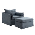 Sophie Contemporary Oversized Slipcovered Armchair and Ottoman with Lockable Rear Wheels