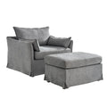 Sophie Contemporary Oversized Slipcovered Armchair and Ottoman with Lockable Rear Wheels