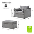 Sophie Contemporary Oversized Slipcovered Armchair and Ottoman with Lockable Rear Wheels