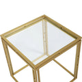 Set of 2 Antique Gold Nested Square Side Tables