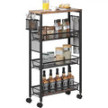Kleio 4-Tier Wooden Kitchen Cart with Wheels and Baskets - Mobile Utility Storage