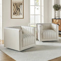 Set of 2 Esteban Modern Leather Swivel Barrel Chairs by HULALA HOME