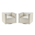Set of 2 Esteban Modern Leather Swivel Barrel Chairs by HULALA HOME
