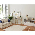 Silver Mirrored Half Moon Console Sofa Table - 35.4 x 31.6 Inches