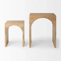 Chloe Set of 2 Light Brown Solid Wood Square Nesting Accent Tables - Dimensions: 20L x 20W x 24H