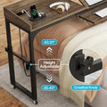 Mobile Height Adjustable Overbed Table with Wheels, Featuring Outlets and USB Ports for Laptops