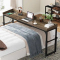 Mobile Height Adjustable Overbed Table with Wheels, Featuring Outlets and USB Ports for Laptops