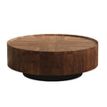 Compact Mid-Century Modern Round Walnut Coffee Table for Small Spaces and Apartments