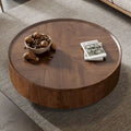 Compact Mid-Century Modern Round Walnut Coffee Table for Small Spaces and Apartments