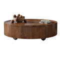 Compact Mid-Century Modern Round Walnut Coffee Table for Small Spaces and Apartments
