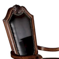 Set of 2 Chateau De Ville Black PU Armchairs with Cherry Accents