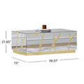 Rectangular Mirrored Coffee Table with Golden Crackle Finish