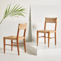 SAFAVIEH Couture Shazia Rattan Dining Chair Set (2 Pieces) - Dimensions: 16.3" W x 21.3" L x 34" H