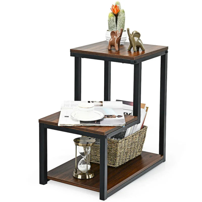 Costway 3-Tier Side Table with Storage Shelf - Versatile Nightstand