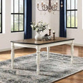 Roundhill Furniture Belleza French Country Dining Table in Antique White and Weathered Oak