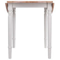 30-Inch Beige and White Round Drop Leaf Table