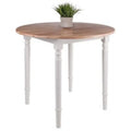 30-Inch Beige and White Round Drop Leaf Table