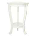 Round Pedestal Side Table with Curved Legs and Lower Shelf