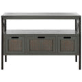 SAFAVIEH Tamuita Antique Pewter Console Table with Dark Walnut Finish - Dimensions: 36 x 13.8 x 24.8 inches