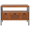 SAFAVIEH Tamuita Antique Pewter Console Table with Dark Walnut Finish - Dimensions: 36 x 13.8 x 24.8 inches