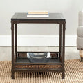 SAFAVIEH Jindra Wicker Accent Table with Wood Top - 22" x 22" x 25.2"
