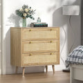 Modern Boho 3-Drawer Rattan Dresser - Stylish Chest of Drawers with Ample Storage for Your Bedroom