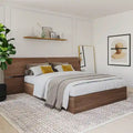 Walnut Nexera Storage Bed with Integrated Headboard