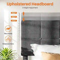 Modern Platform Bed Frame with Adjustable Headboard - Sturdy Geometric Upholstered Design with 800LBS Capacity and Solid Wooden Slats