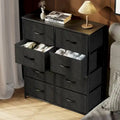 8-Drawer Tall Fabric Dresser with Wood Top and Sturdy Steel Frame - Stylish Bedroom Storage Solution