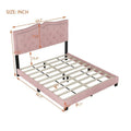 Modern Velvet Queen Size Upholstered Bed Frame with Tufted Headboard and Rivet Accents