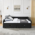 Upholstered Tufted Queen Size Daybed Sofa Bed with Storage Drawers
