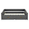 Upholstered Tufted Queen Size Daybed Sofa Bed with Storage Drawers
