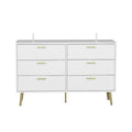 Elegant 6-Drawer Double Dresser with Gold Accents for Stylish Bedroom Storage