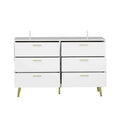 Elegant 6-Drawer Double Dresser with Gold Accents for Stylish Bedroom Storage