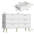 Elegant 6-Drawer Double Dresser with Gold Accents for Stylish Bedroom Storage