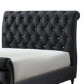 Ellowen Queen Bed with Diamond Tufted Black Upholstery and Panel Headboard