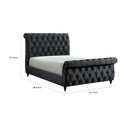 Ellowen Queen Bed with Diamond Tufted Black Upholstery and Panel Headboard