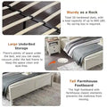 Farmhouse Platform Bed with Storage Headboard Sliding Doors and Charging Station