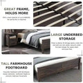 Farmhouse Full Bed Frame with Storage Shelves and Built-in Charging Station
