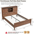 Farmhouse Platform Bed with Storage Headboard Sliding Doors and Charging Station
