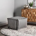 Nuloom Porto Striped Printed Ottoman Pouf for Indoor/Outdoor Use