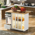 Merax Spacious Kitchen Island Cart with Adjustable Shelf and Dual Drawers