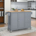 Mobile Kitchen Island on Wheels with Drop Leaf and Solid Wood Top