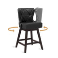 LUE BONA Set of 4 Mid-Century Modern 26-Inch Swivel Counter Stools with Faux Leather and Fabric Upholstery for Kitchen Island