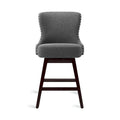 LUE BONA Set of 4 Mid-Century Modern 26-Inch Swivel Counter Stools with Faux Leather and Fabric Upholstery for Kitchen Island