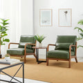 Glitzhome Set of 2 Mid-Century Modern PU Leather Accent Chairs - 30.75H with Cushions (25.75W x 33.75D)
