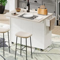 Kitchen Island with Built-In Trash Can Storage and Drop Leaf Cart