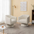SEYNAR Set of 2 Modern Glam Velvet Upholstered Round Swivel Accent Barrel Chairs