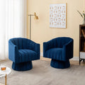 SEYNAR Set of 2 Modern Glam Velvet Upholstered Round Swivel Accent Barrel Chairs