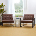 Glitzhome Set of 2 Mid-Century Tufted Accent Chairs in 29.25W PU Leather